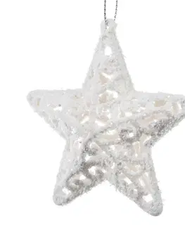 Vánoční ozdoba Carlita Hvězda bílá, 8 x 8 x 1,5 cm, plast