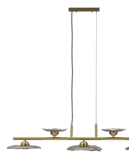 Estila Designový glamour lustr Padma se zlatou kovovou konstrukcí a pěti květy z šedého skla 100 cm