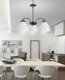 Saténová závěsná lampa 3x60W se skleněnými stínidly Uli
