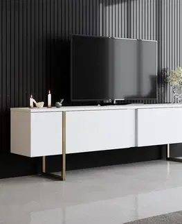 TV stolek Luxe - White, Gold