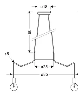 Závěsné stropní svítidlo, matná černá, 8x40W, Basso