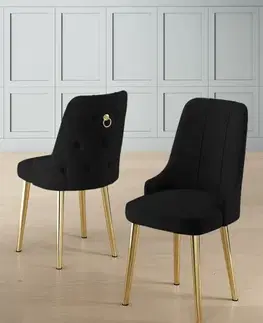 Sada židlí (6 kusů) Newa - Black, Gold