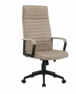 Estila Retro otočná výškově nastavitelná kancelářská židle Elite na kolečkách s hnědosivým sametovým potahem a černou nohou 60 cm