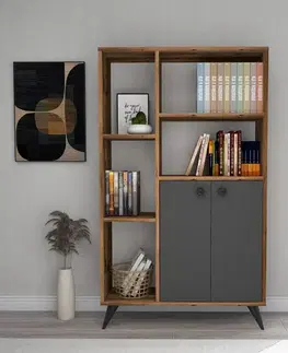 Knihovna Meldan Anthracite and Walnut