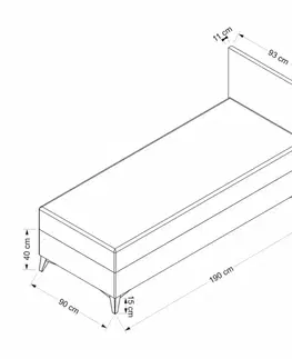 Rám jednolůžkové postele s čelem Bade 90 x 190 - Beige