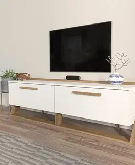 TV stolek Astrid - White, Walnut