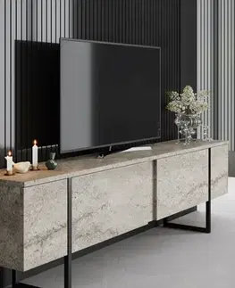 TV stolek Luxe - Travertine, Black