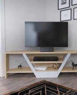 TV stolek Sares - Oak, White