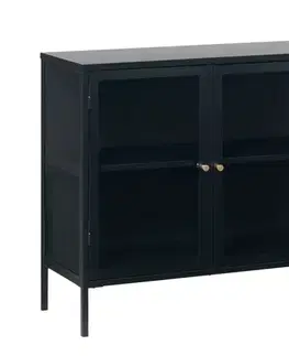 Estila Příborník Soeren, černý kov/sklo, 132 cm