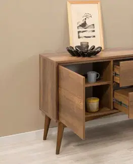 Set s rozkládacím stolem, židlemi a konzolou (6 kusů) Vina 01 0701 - Walnut, Grey