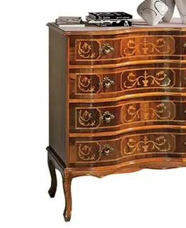 Estila Rustikální luxusní komoda Clasica z masivního dřeva se čtyřmi šuplíky s ornamentálním zdobením 106cm