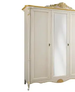 Estila Klasická luxusní šatní skříň Pasiones se zrcadlem s vyřezávanými nožičkami 231cm