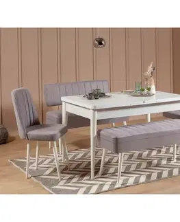 Jídelní set s rozkládacím stolem a židlemi (5 kusů) Vina 0701 - 4 - White, Grey