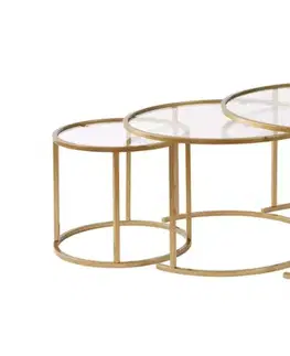 Sada konferenčních stolků Aurum - 80, 60, 42 - Gold, Transparent