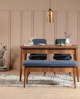 Jídelní set s rozkládacím stolem a židlemi (4 kusy) Vina 1048 - Dark Blue, Walnut
