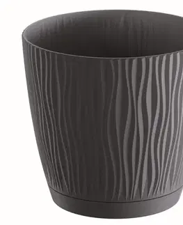 PROSPERPLAST - Květináč SANDY 16,8cm antracit