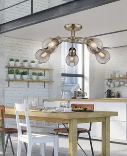 Stropní lampa s patinovaným drátěným stínidlem 5x60W Gliva