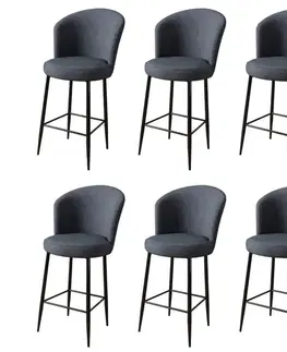 Bar Stool Set (6 Pieces) Fora - Anthracite, Black