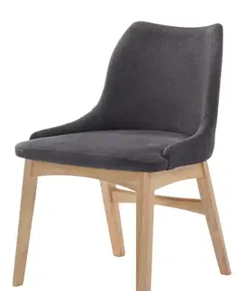 Estila Skandinávská šedá jídelní židle Nordica Clara ze světle hnědého dubového dřeva s tmavě šedým čalouněním 84cm