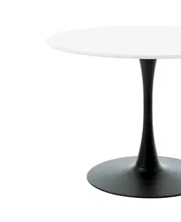 Estila Jídelní stůl Holstebro, bílý/černý kov, Ø 100 cm