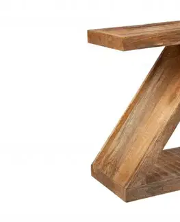 Estila Masivní příruční stolek Sheesham z mangového dřeva ve tvaru písmene Z 45cm