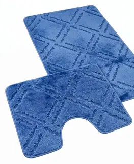 Kvalitex Koupelnová a WC předložka Kosočtverce modrá, 60 x 100 cm, 60 x 50 cm