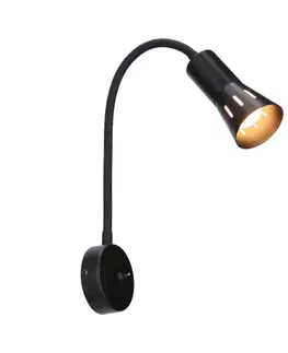 Černá nastavitelná nástěnná lampa s ramenem + vypínač Arena