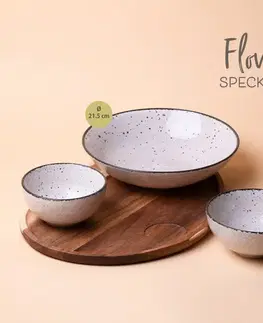 Set Flowl - Misky Gaya Atelier šedé skvrnité + Podnos Triangle Agát - 453094