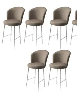 Bar Stool Set (6 Pieces) Fora - Cappuccino, White