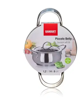 BANQUET Kastrol nerezový PICCOLO Belly 14 x 8 cm, 1,2 l, s poklicí