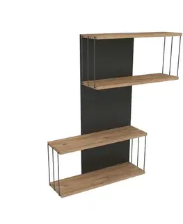 Nástěnná police Destan - Anthracite, Pine