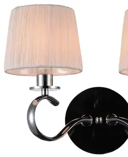 Dvojitá chromová nástěnná lampa s bílým látkovým stínidlem Clara