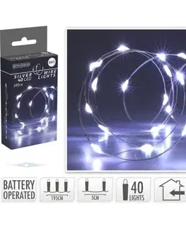 Světelný drát Silver lights 40 LED, studená bílá, 195 cm