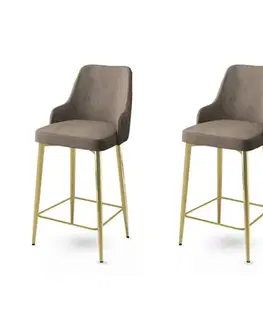 Bar Stool Set (2 Pieces) Enox - Cappuccino, Gold
