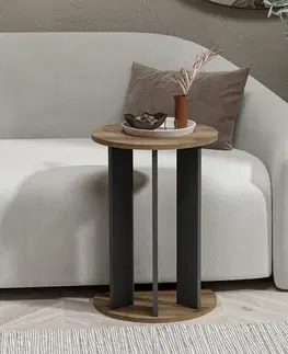 Odkládací stolek / Příruční stolek Ema - Walnut, Anthracite