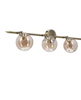 Stropní lampa Rodia s patinou, páskem 4x40W, stínidlo G9, jantarová