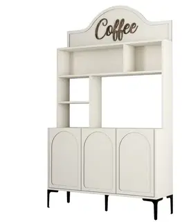 Coffee Bar Cabinet Lyon 120 - Cream, Black