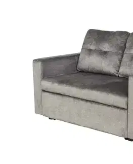 Estila Moderní designová šedá dvojsedačka Lotta se sametovým potahem a čalouněním s rozkládací funkcí 142 cm