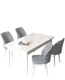 Dining Table & Chairs Set (5 Pieces) Arp - White, Grey