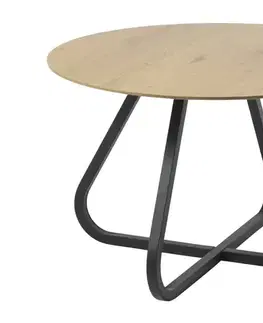Estila Jídelní stůl Holstebro, dub/černý kov, Ø 120 cm