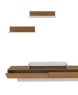 TV stěna / Sestava pod TV Lusi - White, Teak