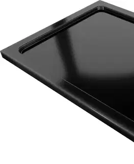 MEXEN/S Flat sprchová vanička obdélníková slim 90 x 70, černá + zlatý sifon 40707090G