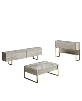 Living Room Furniture Set Luxe Set - Travertine, Gold
