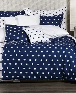4Home Bavlněné povlečení Stars Navy blue, 140 x 200 cm, 70 x 90 cm