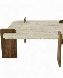 Konferenční stolek Asha Medium - Travertine, ořech