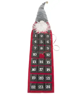 Textilní adventní kalendář Trpaslík černá, 20 x 75 cm