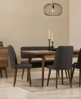 Jídelní set s rozkládacím stolem a židlemi (6 kusů) Vina - Walnut, Anthracite