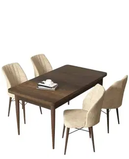 Dining Table & Chairs Set (5 Pieces) Arp - Baroque, Cream