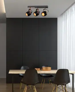 Černo-měděná nastavitelná bodová lampa E14 3x40W Anica