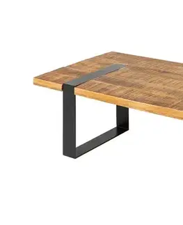 Estila Designový obdélníkový industriální konferenční stolek Steele Craft z masivního mangového dřeva v hnědé barvě 100 cm